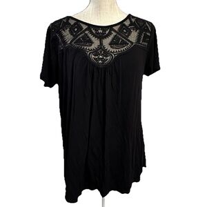 Green Envelope Top Women’s Black Lace mesh Tunic Top 1X
